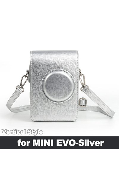 Choice حقيبة كاميرا فضية عمودية لكاميرا فوجي فيلم إنستاكس ميني إيفو، حقيبة حم...