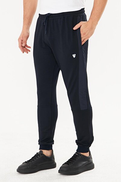 TRENDHİLL Men's Cotton Zippered Pocket Sweatpants Navy Blue 19235-L
