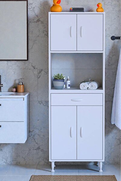 Eliusta Nordi 4 Kapak 2 Raflı Beyaz Dolap 65x173x32,5 cm Çekmeceli Çok Amaçlı...