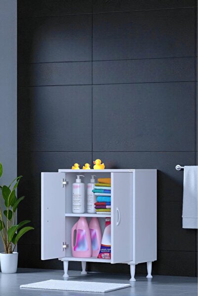 Eliusta Arden 80 cm Beyaz 2 Bölmeli Banyo Düzenleyici Dolap 1 Raflı Çok Amaçl...