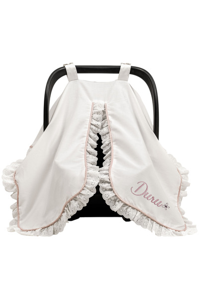 Mis Bebe Minik İnsanların Sarayı Pembe Fisto Detaylı Kişiye Özel Puset Örtüsü...