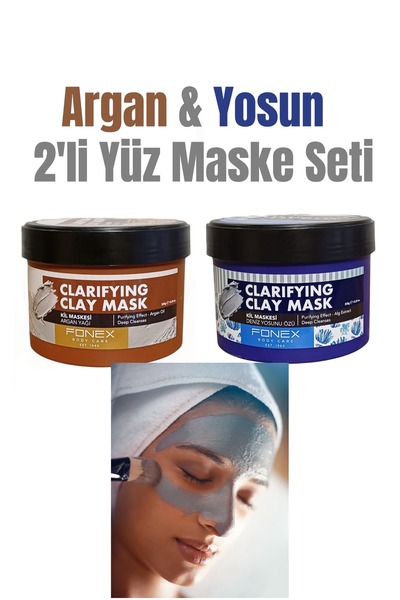Fonex Argan ve Yosun Kili 2'li Kil Maske Seti 350 gr. X 350 gr.