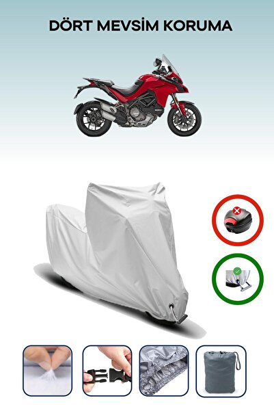Breen Gray Lock Compatible Ducati Multistrada 1260 S Compatible Motorcycle Tarpaulin Waterproof