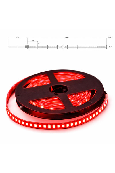 Ledarmy LED Şerit bant 5 metre 2835 SMD 12V Kırmızı Işık 240 LED/m IP20 Aydın...