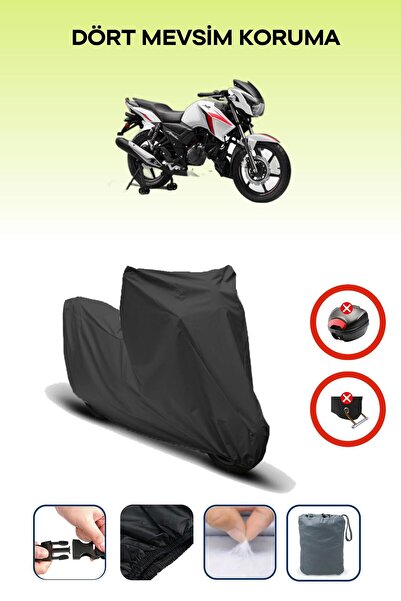 Breen قفل حقيبة خلفية أسود غير متوافق مع TVS Apache RTR 160، قماش دراجة نارية متوافق، 4 مواسم