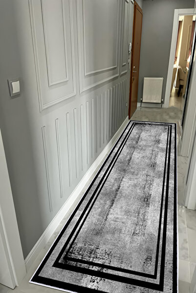 VOPTEKS Siyah Halı Yolluk Makinede Yıkanabilir Halı Kaymaz Taban Halı