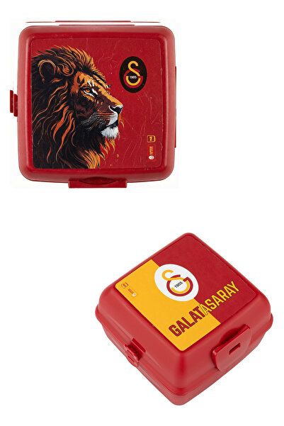 Galatasaray Lisanslı 2'li Beslenme Kutusu Seti - Leon ve Parçalı Tasarım (Çat...