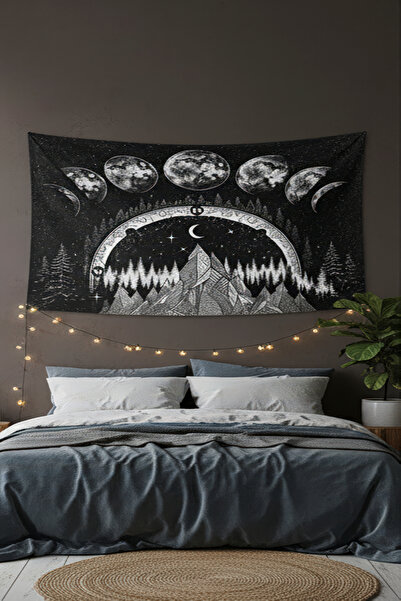 Nivendi Astroloji Ay Evreleri ve Orman Kumaş Duvar Örtüsü Ev Dekorasyon Duvar...