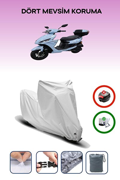 Breen غطاء دراجة نارية متوافق مع كينج موتور أريس 125، مقاوم للماء، باللون الرمادي