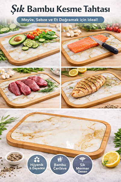 DrBambu Patterned Tempered Glass Bamboo Cutting Board – Hygienic & Durable