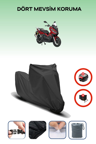 Breen حقيبة خلفية سوداء متوافقة مع كانوني سيها 150، قماش متوافق مع الدراجات النارية، 4 مواسم