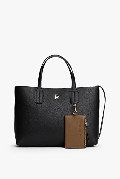 Tommy Hilfiger Kadın Icon Çıkarılabilir Cüzdan Detaylı Tote El Çantası - Siyah