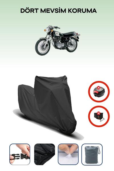 Breen قفل حقيبة خلفية أسود غير متوافق مع ياماها SR 500، قماش متوافق مع الدراجات النارية، 4 مواسم