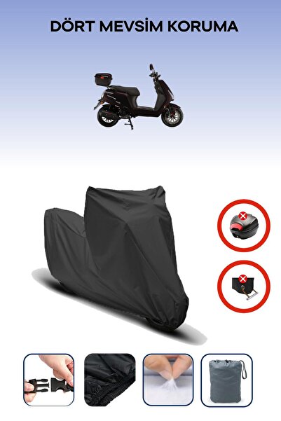 Breen قفل حقيبة خلفية أسود غير متوافق مع فالكون تكنو 50 إي إف آي، قماش دراجة نارية متوافق مع 4 مواسم