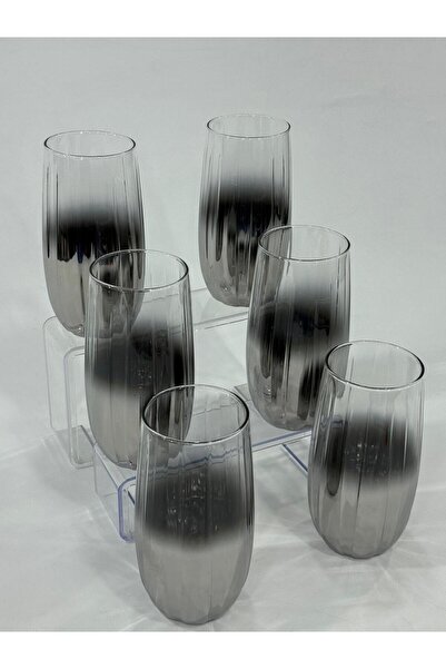 isra kristal Modern Silver 6-Piece Glass Water Cup - Luxury Tableware Presentation Glass Set - 500 ml