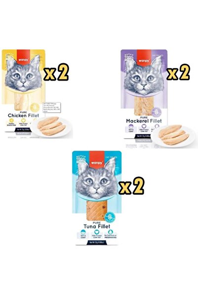 Wanpy %100 Doğal Bütün Fileto Kedi Ödül Maması 25 Gr x 6 Adet Karışık