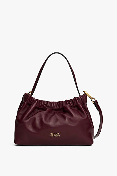 Tommy Hilfiger Kadın Soft Leather Mini Crossover Büzgü Detaylı Deri Omuz ve Ç...