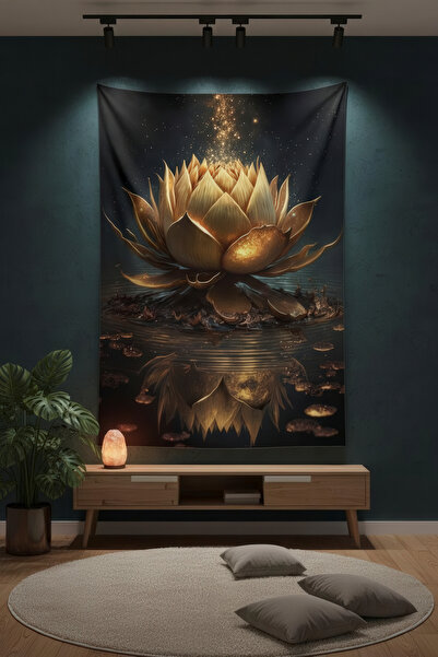 Nivendi Lotus Çiçeği Kumaş Duvar Örtüsü Ev Dekorasyon Duvar Halısı Tapestry