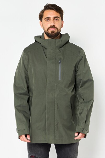 Geox معطف رجالي طويل سادة، أخضر