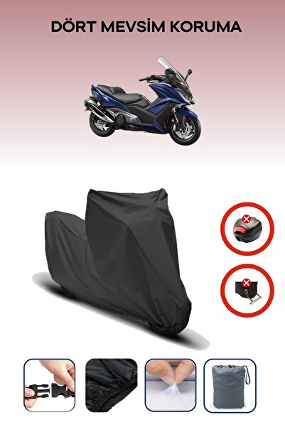 Breen قفل حقيبة خلفية أسود غير متوافق مع Kymco Ak 550، قماش متوافق مع الدراجات النارية، 4 مواسم