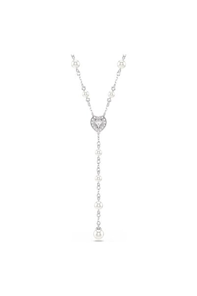 Swarovski Ariana Grande x Y-Kolye, Karışık kesimler, Kristal inci, Kalp, Beya...