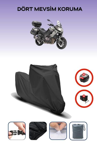 Breen قفل حقيبة خلفية أسود غير متوافق مع Kawasaki KLZ 1000 Versys، قماش دراجة نارية متوافق، 4 مواسم