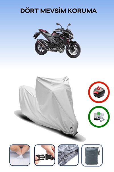 Breen Gray Lock Compatible Kawasaki Z 800 Compatible Motorcycle Tarpaulin Waterproof