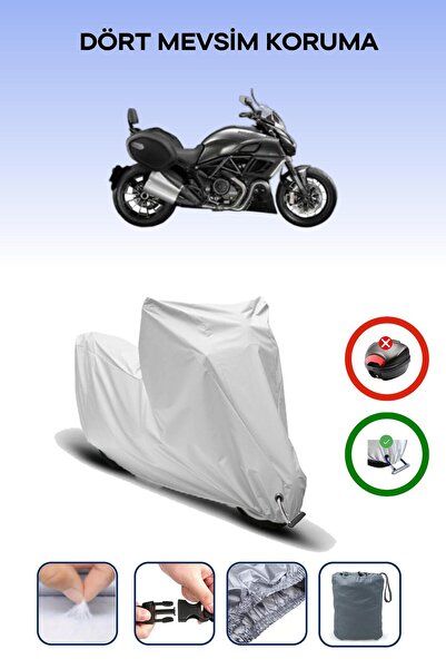 Breen Gray Lock Compatible Ducati Diavel Strada Compatible Motorcycle Tarpaulin Waterproof
