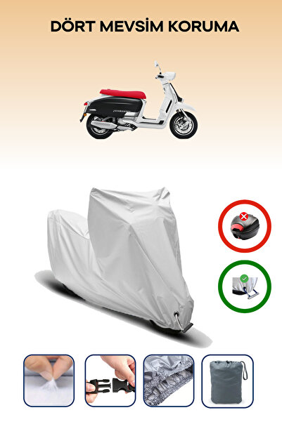 Breen غطاء دراجة نارية متوافق مع لامبريتا G350 متوافق مع اللون الرمادي مقاوم للماء