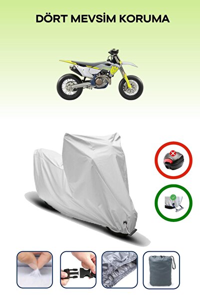 Breen غطاء دراجة نارية متوافق مع Husqvarna FS 450 باللون الرمادي مقاوم للماء