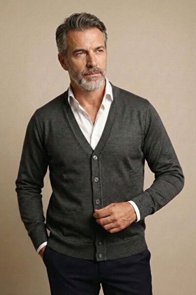 nacar çarşı Cardigan tricotat de bază pentru bărbați, cu nasturi și buzunare,...