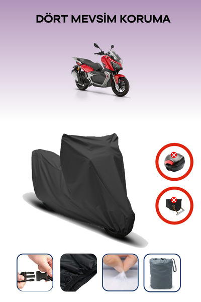 Breen حقيبة خلفية سوداء غير متوافقة مع RKS Reale 125، قماش متوافق مع الدراجات النارية، 4 مواسم