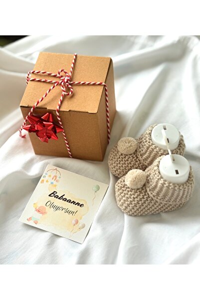 BETSY STUDIO Babaanne Oluyorsun Kartı & Bebek Patik Set | Bebek Haberi Hediye...