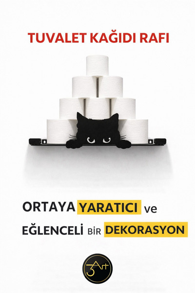 3art Metal Kedi Figürlü Duvar Rafı – Dekoratif, Dayanıklı ve Modern Tasarım Raf