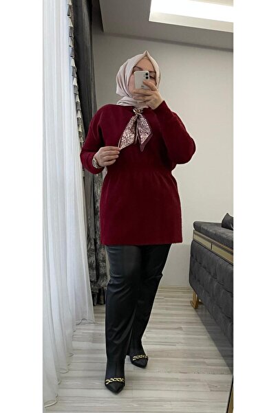Sara Deluxe تونيك تريكو من الأنجورا مع إكسسوارات وشاح