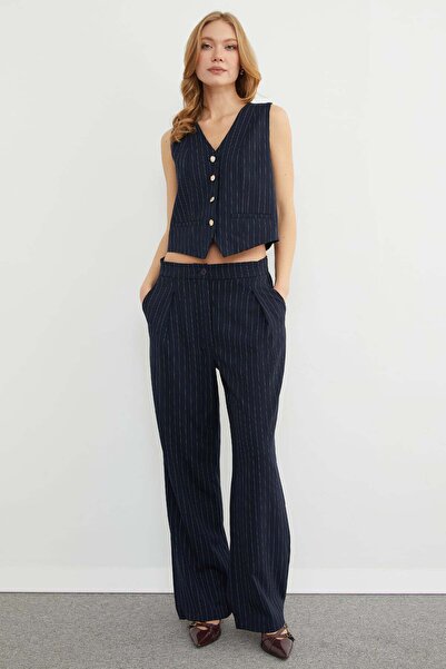 Fulla Moda High Waist Striped Palazzo Trousers