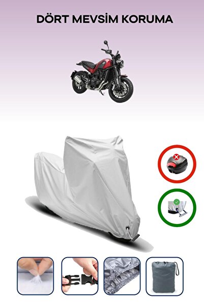 Breen غطاء دراجة نارية متوافق مع Benelli Leoncino 250 باللون الرمادي مقاوم للماء