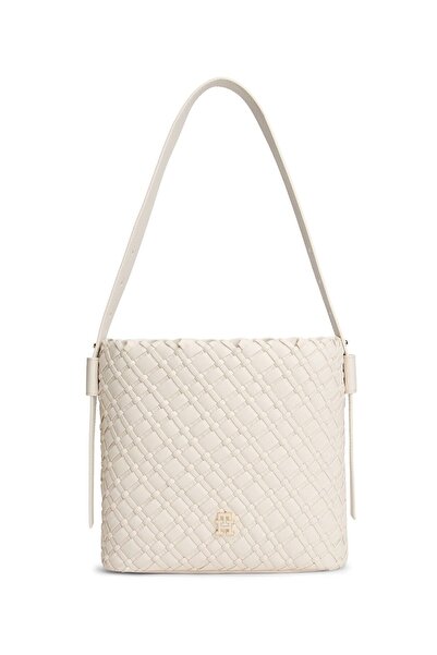 Tommy Hilfiger Kadın Braided Shoulder Bag Örgü Dokulu Omuz Çantası - Krem