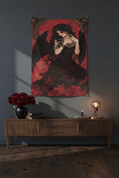 Nivendi Hüzünlü Melek Kumaş Duvar Örtüsü Ev Dekorasyon Duvar Halısı Tapestry