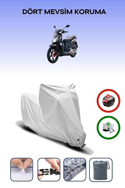 Breen غطاء دراجة نارية متوافق مع SYM Symphony SR 125 متوافق مع اللون الرمادي مقاوم للماء