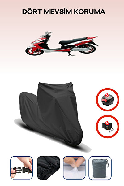 Breen Black Rear Bag Lock Incompatible Mondial 150 Hs Compatible Motorcycle Tarpaulin, 4 Seasons