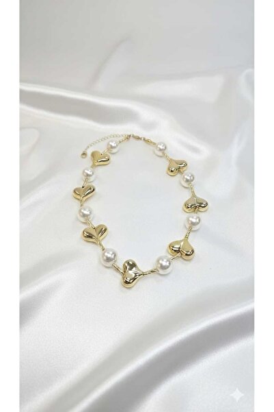 MODAMUGO Kalpli İnci Kolye - Gold Zincir Detaylı