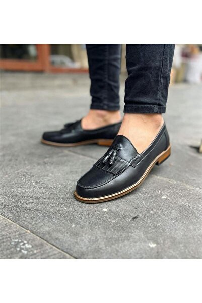 Parlak Hakiki Deri Püsküllü Corcik Ayakkabı