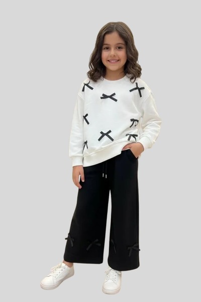 ww waka waka kids store Set de trening pentru fetiță, ecru, negru, cu detaliu...