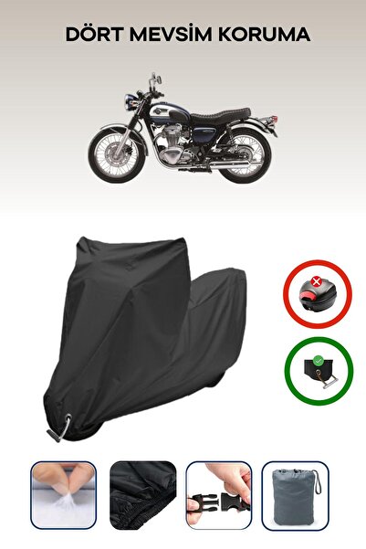 Breen قماش أسود متوافق مع دراجة نارية كاواساكي W 800 مقاوم للماء