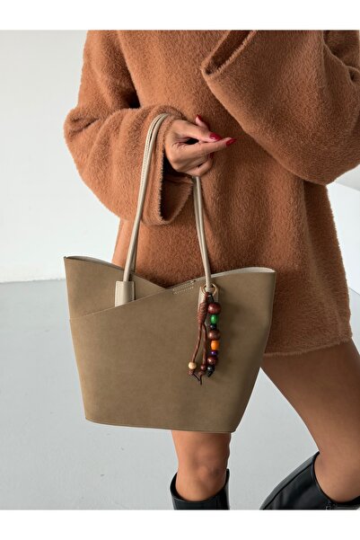 ALTUDA Women's Charm Detailed Suede Shoulder Bag Roche