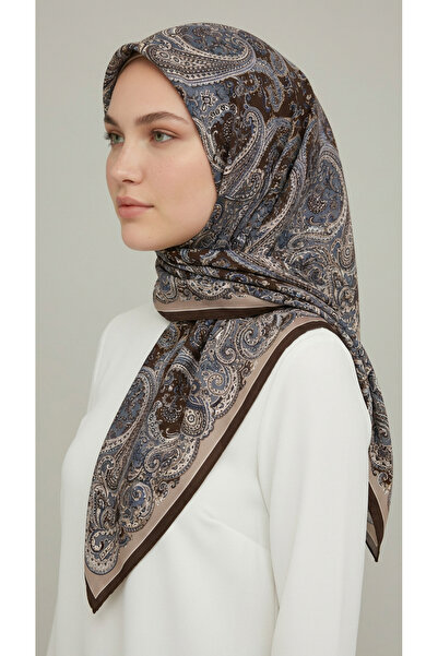 Karaca Eşarp KAHVERENGİ - ETNİK DESENLİ COTTON EŞARP
