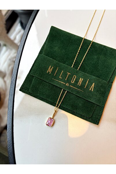 Miltonia Pembe Zirkon Taş 925s Gümüş Kolye