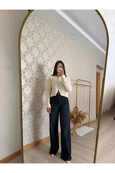 Butik Duygu Şakiroğlu Koyu Mavi Yüksek Bel Wide Leg Jean