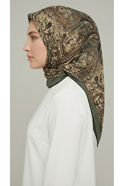 Karaca Eşarp HAKİ - ETNİK DESENLİ COTTON EŞARP